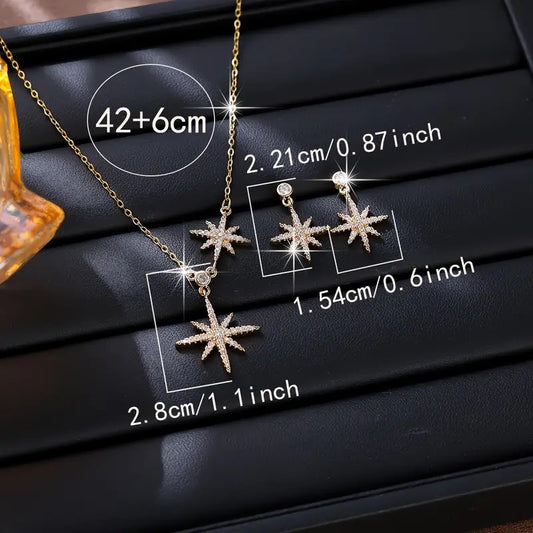 2st Starlight Dream Elegant Zirconia Smyckesset – Halsband & Örhängen